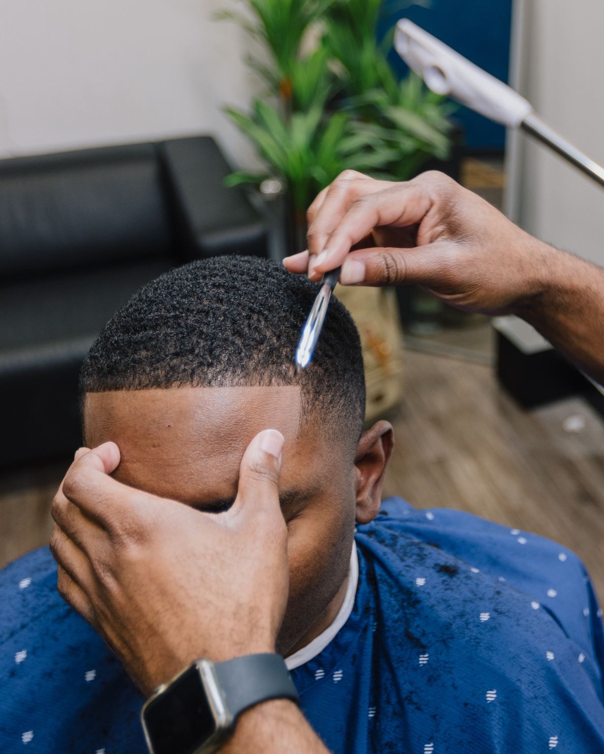 Razor detail work on a natural hairline at Premium Fade League